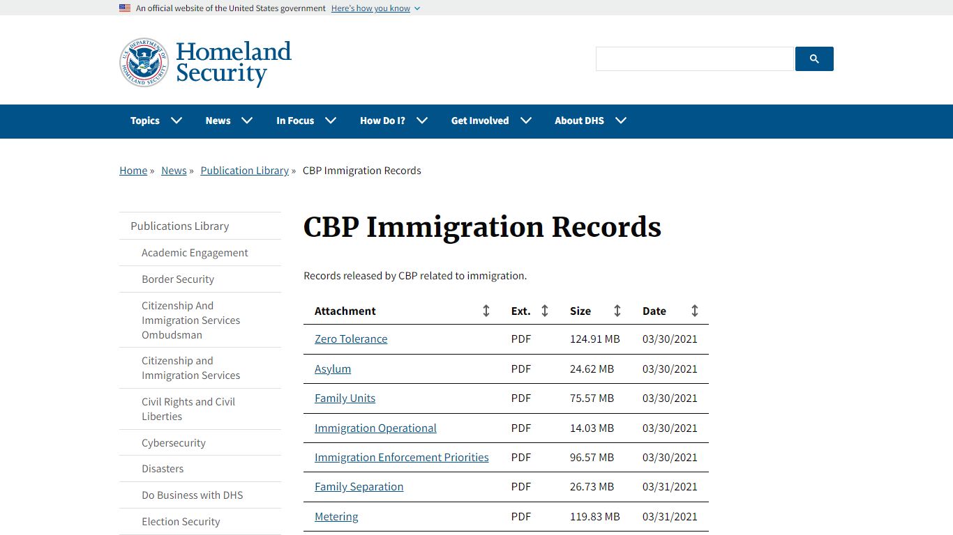 CBP Immigration Records | Homeland Security - DHS