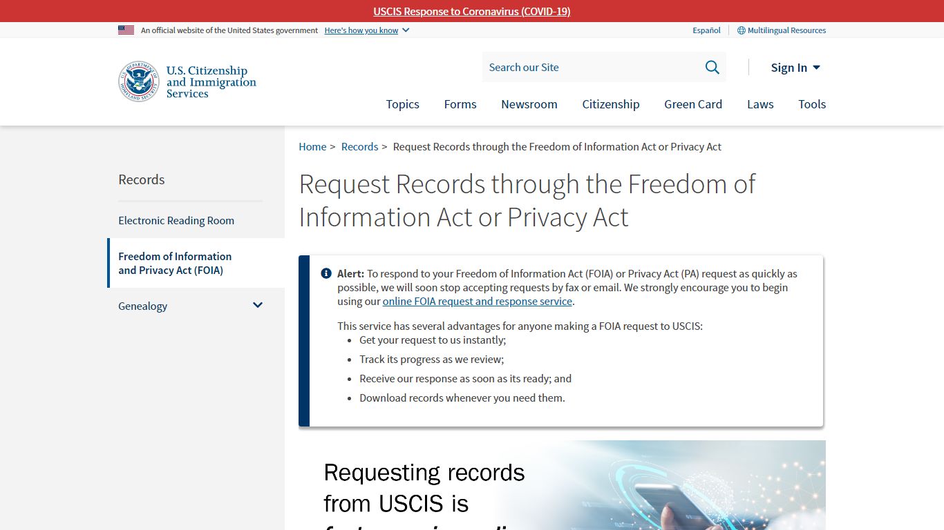 Request Records through the Freedom of Information Act or ... - USCIS