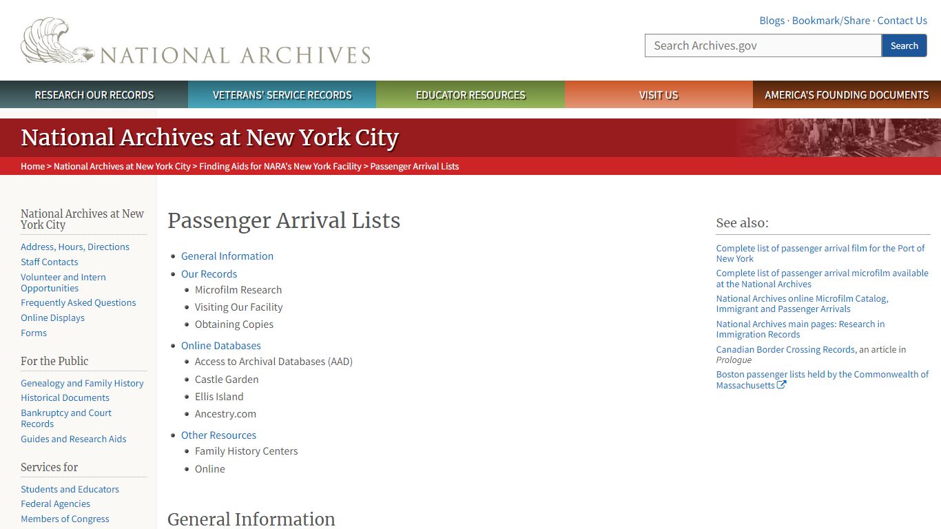 Passenger Arrival Lists | National Archives